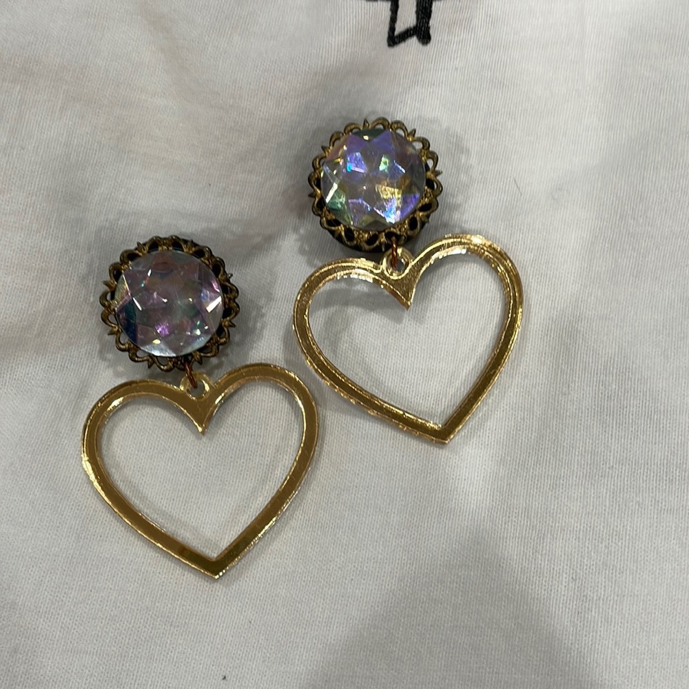 3/4th hanging heart rhinestone gauges